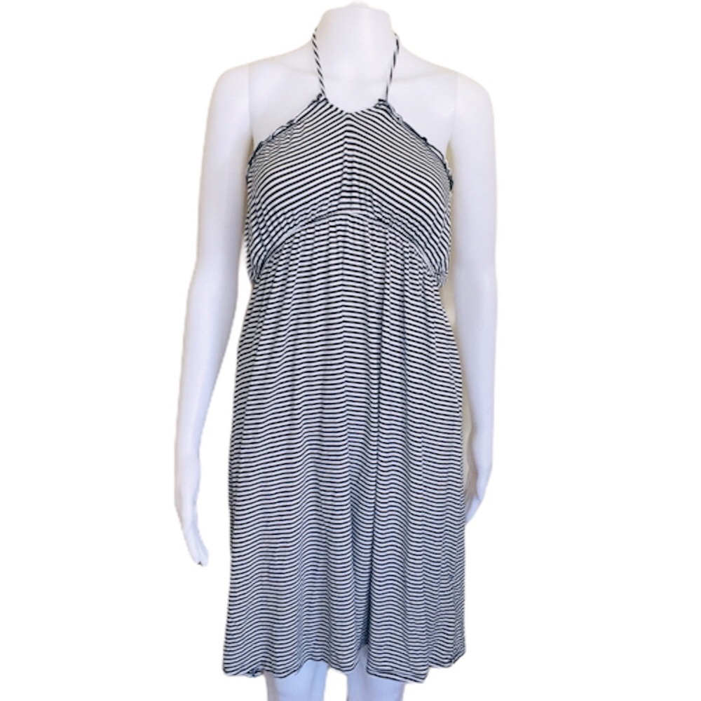 OLD NAVY Stripe Halterneck Dress Black Size Large